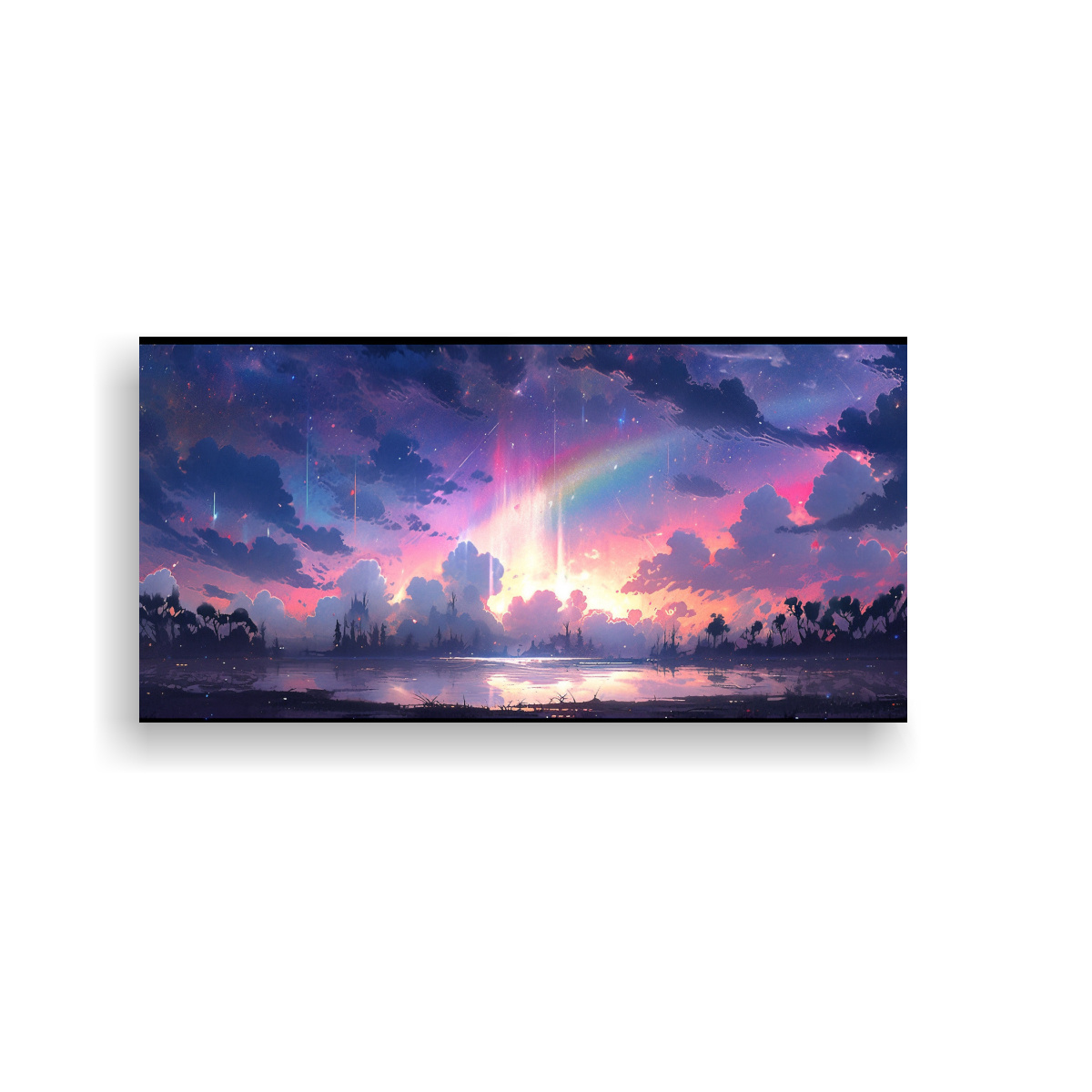 PINTURA ABSTRACTA URBANA DE LIENZO CON CIELO 140X70 CM - 1