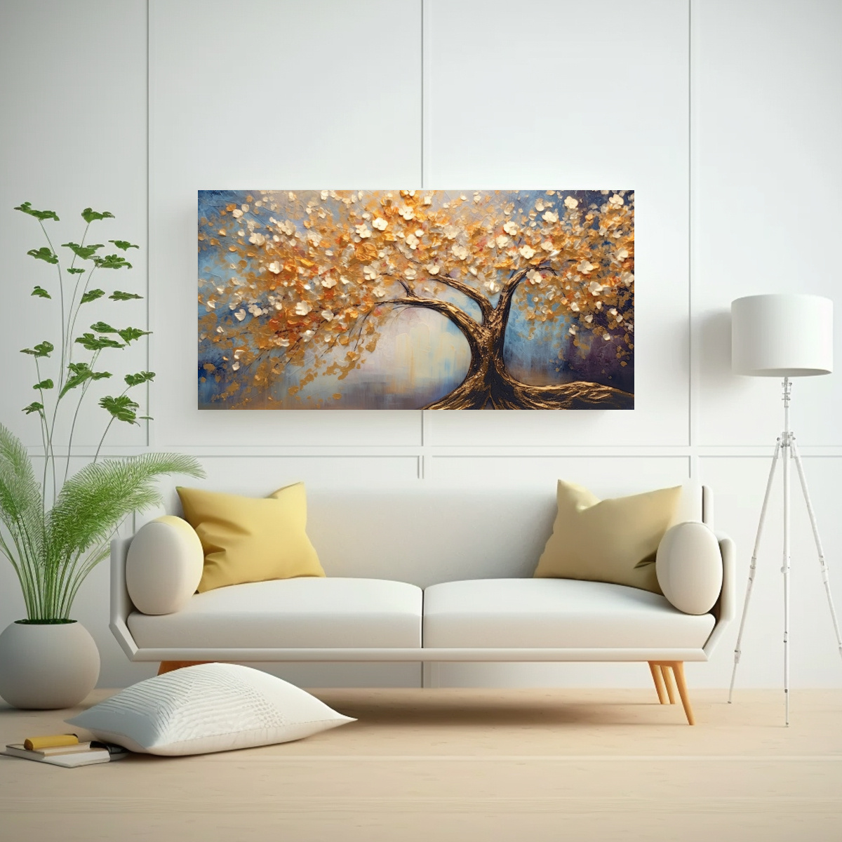 PINTURA ABSTRACTA DE ÁRBOL EN ESTILO ÓLEO 80X40 CM - 2