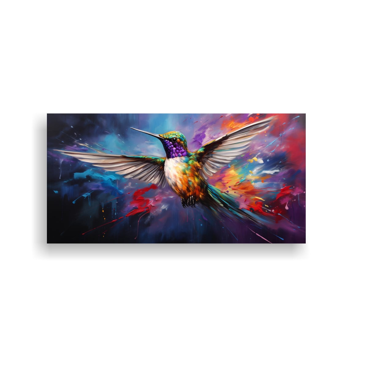 CUADRO BELLEZA NATURAL COLIBRÍ PINTURA AL ESTILO 40X20 CM - 1
