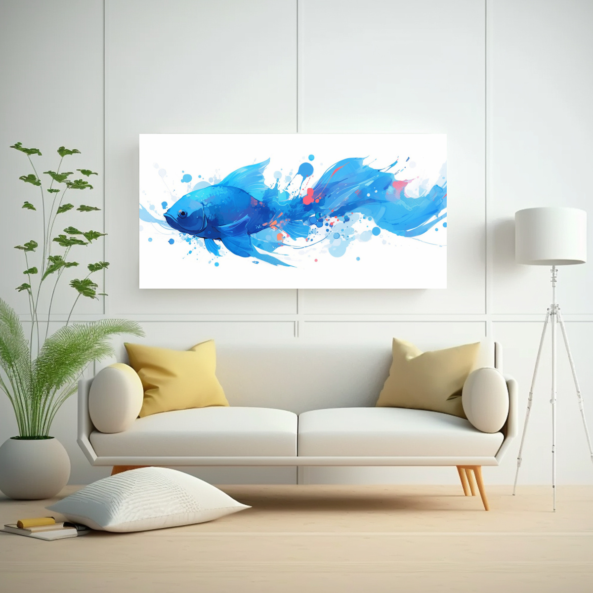 ACUARELA: VISION DE UN PEZ DORADO EN COLORES 140X70 CM - 2