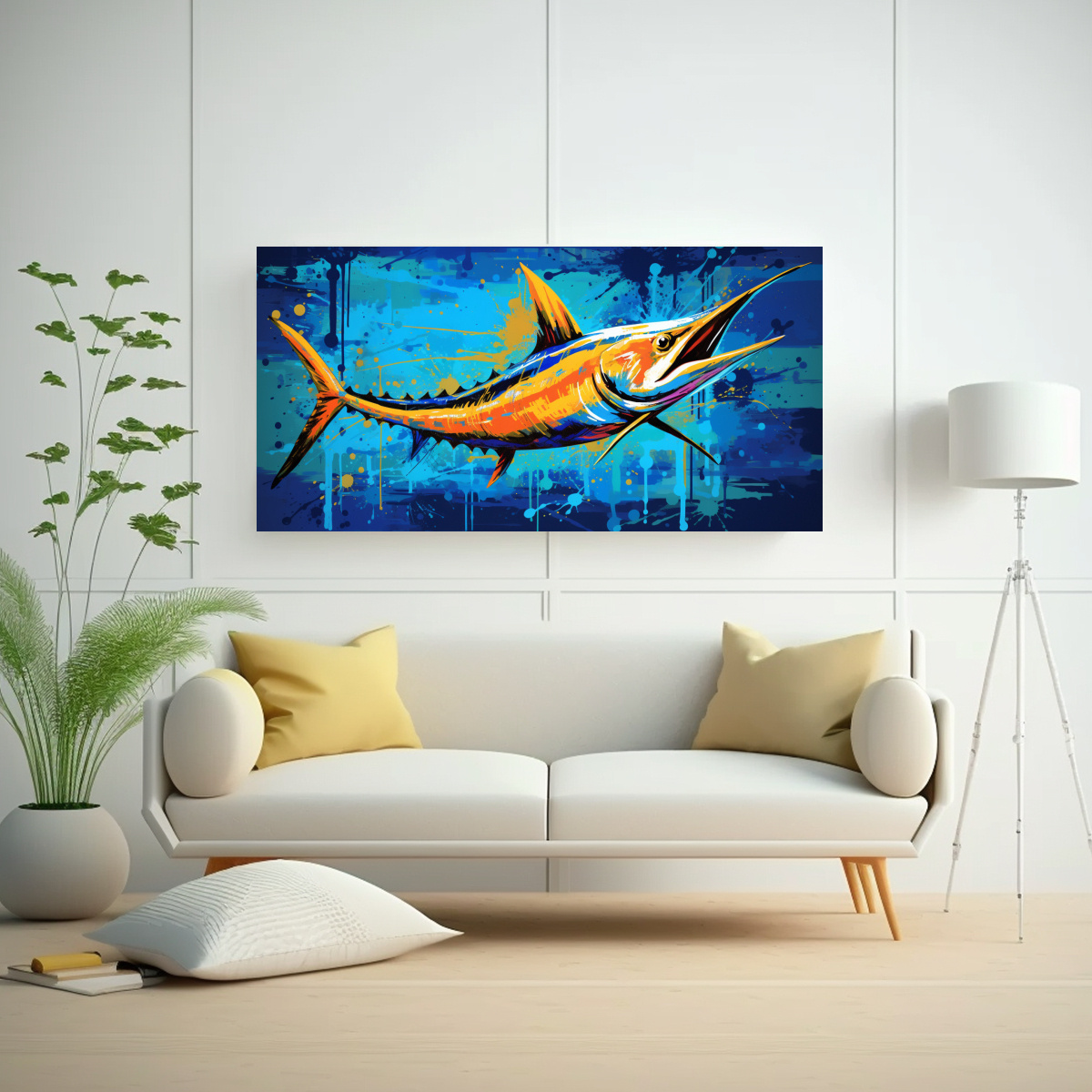 CUADRO DECORATIVO DE BAÑO MARLIN EN COLORES 160X80 CM - 2