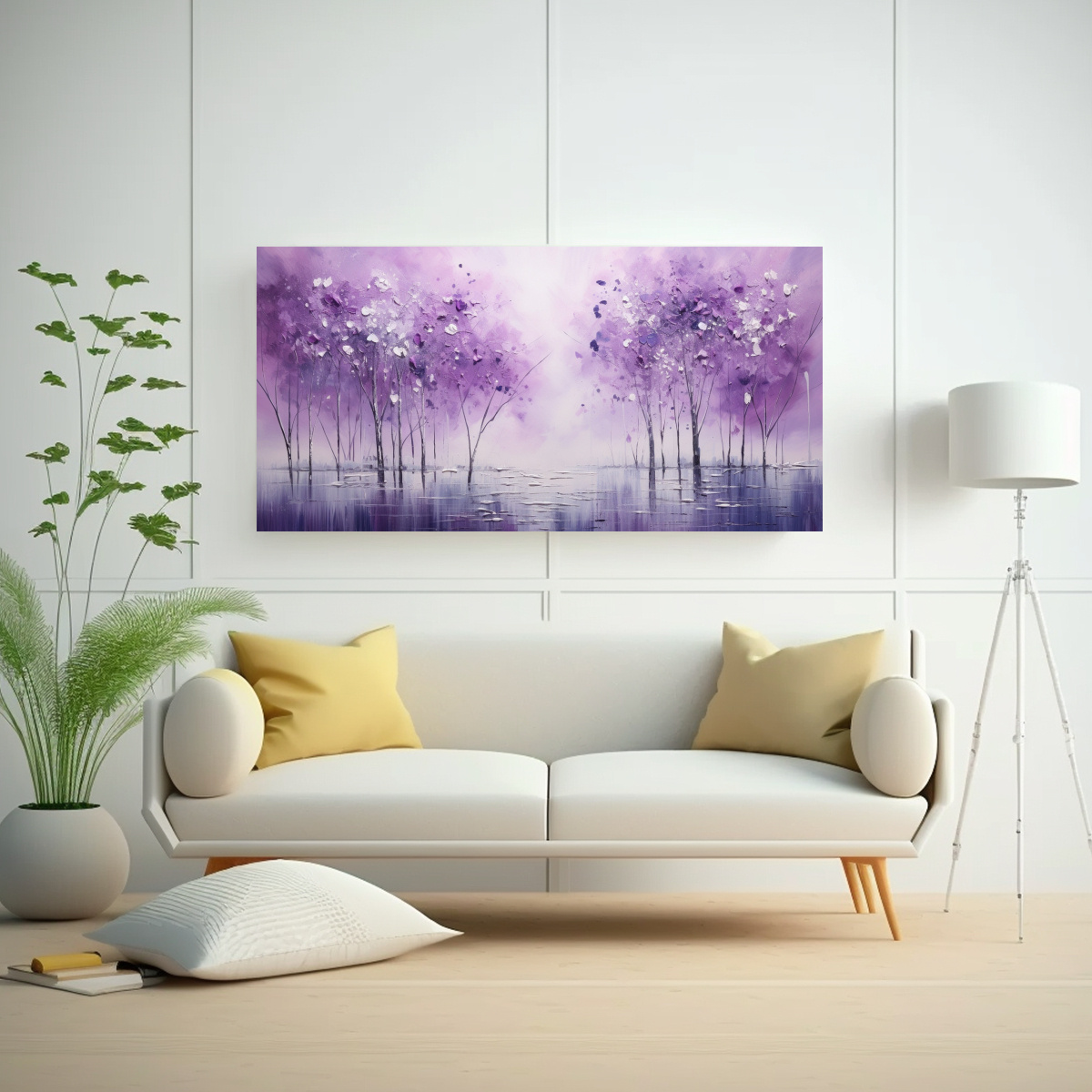 PINTURA EN PÚRPURA Y PLATA ESTILO DECORATIVO: 80X40 CM - 2
