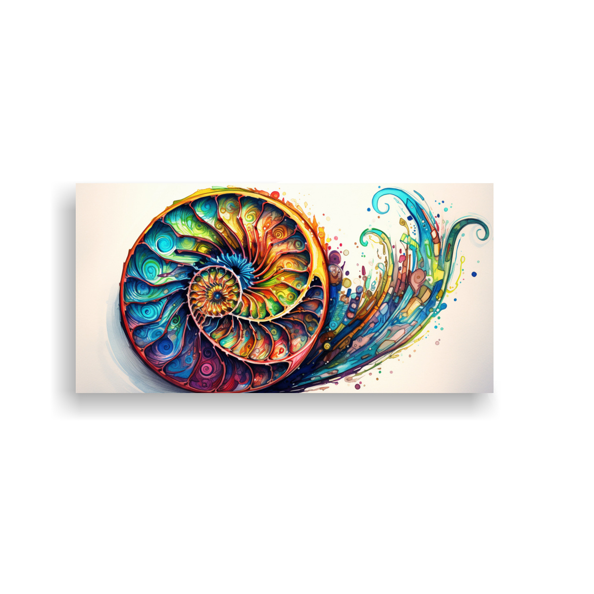 PINTURA ACUARELA COLORIDA VITALIDAD NAUTILUS 120X60 CM - 1