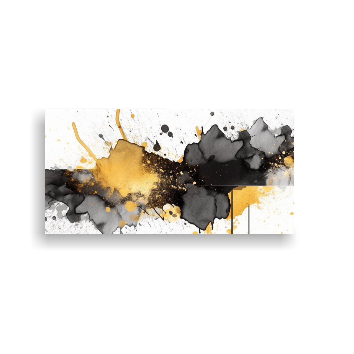 CUADRO ABSTRACTO NEGRO Y DORADO EN MARCO 140X70 CM - 1