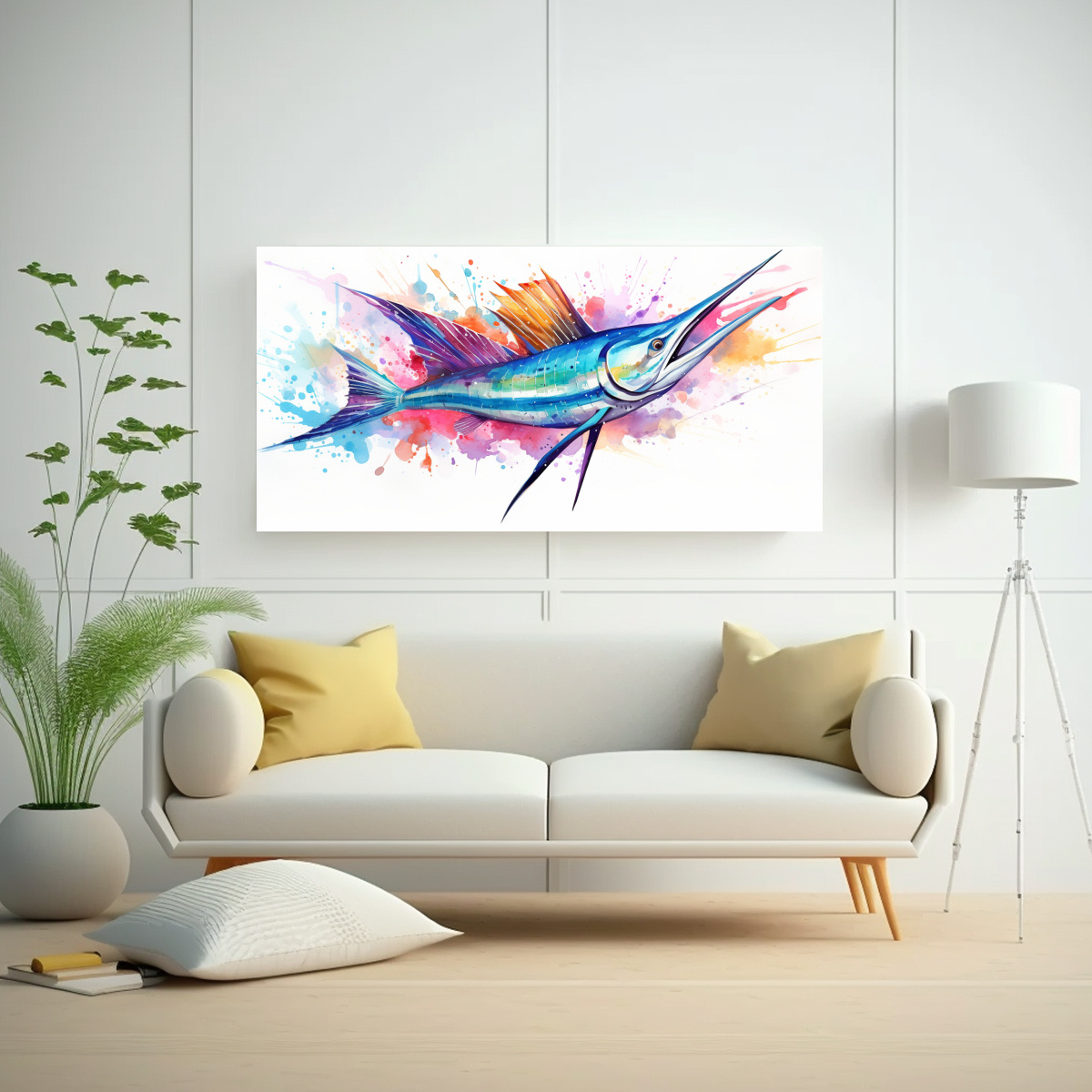 CUADRO DE TEMÁTICA FULL COLOR: VELA DE PEZ VELA 80X40 CM - 2