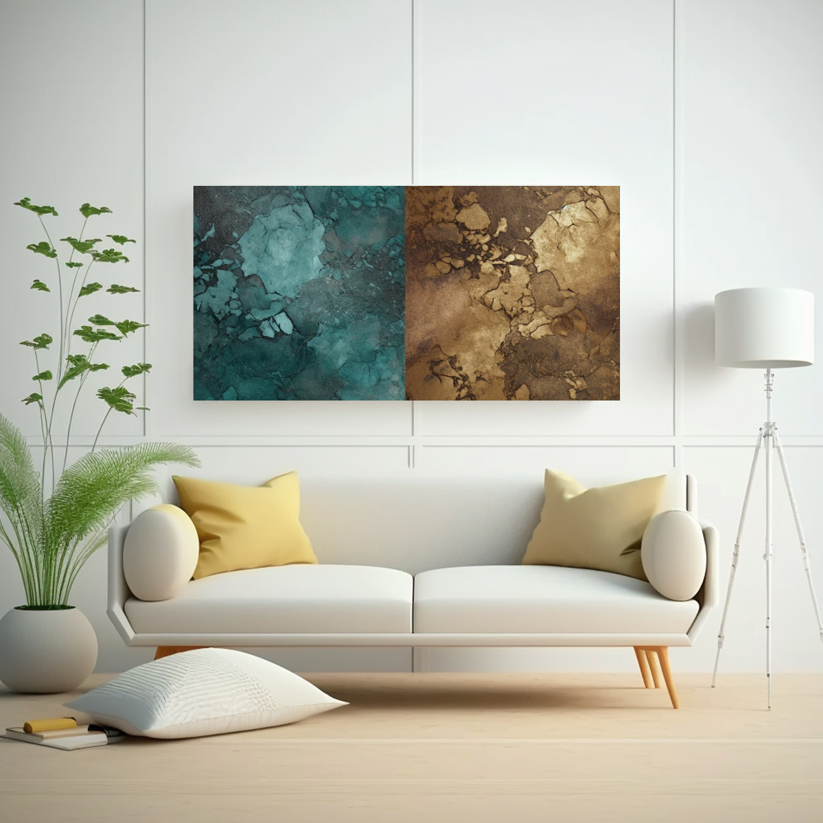 CUADRO ABSTRACTO DECORATIVO EN CONTRASTE ALTO CON 140X70 CM - 2