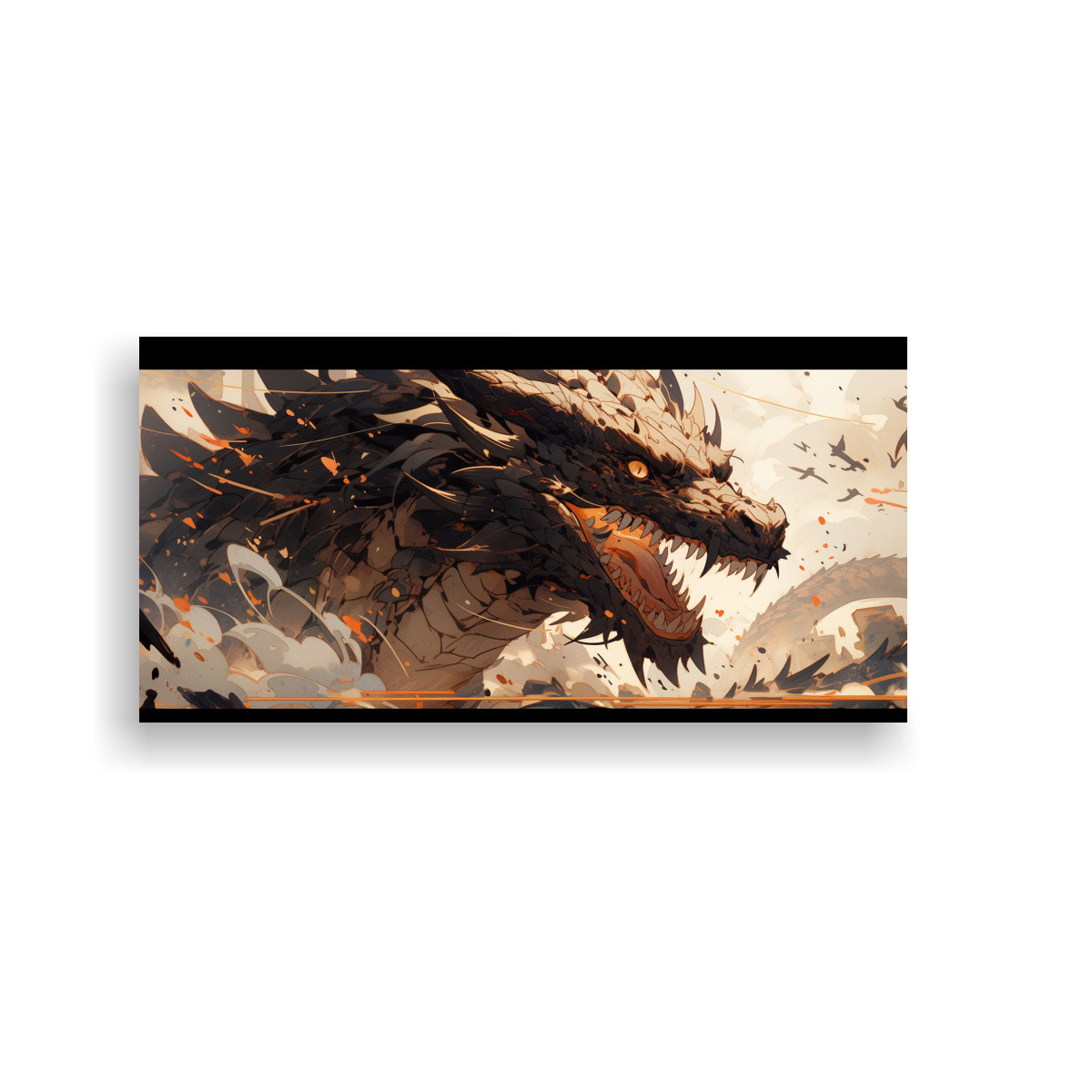 CUADRO DECORATIVO: DRAGÓN EN TONOS MARRONES, 160X80 CM - 1