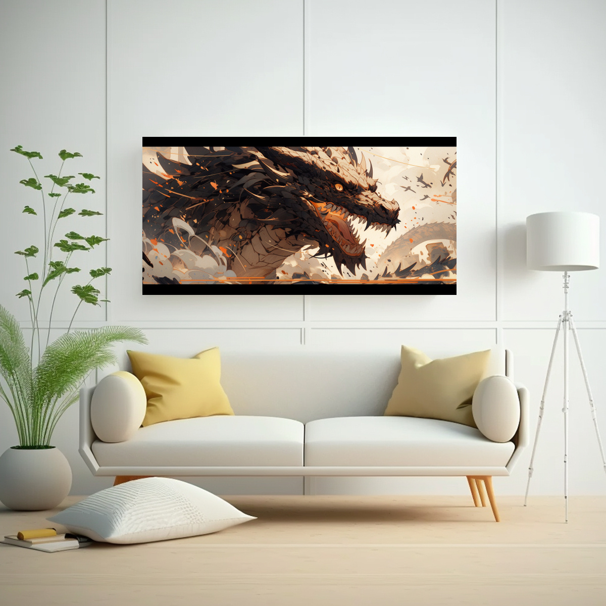 CUADRO DECORATIVO: DRAGÓN EN TONOS MARRONES, 160X80 CM - 2