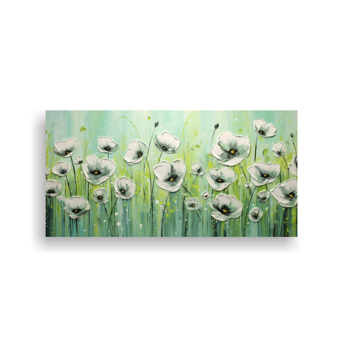 CUADRO LIENZO POPPIES VERDE ESTILO DECORATIVO 160X80 CM - 1