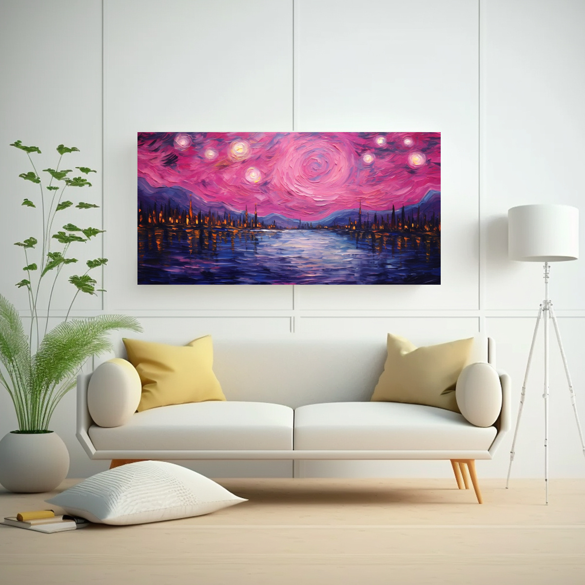 CUADRO DECORATIVO CON INTENSO PATRÓN ESTRELLADO 100X50 CM - 2