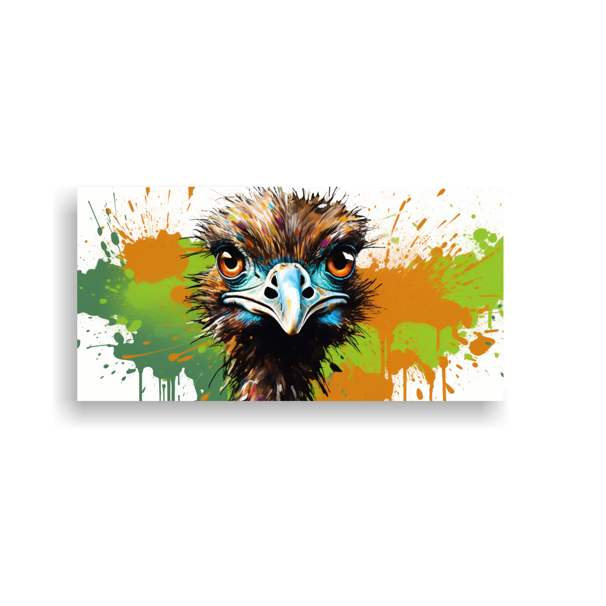 CUADRO TELA ALEGRÍA AVESTRUZ EN MARRÓN Y VERDE 160X80 CM - 1