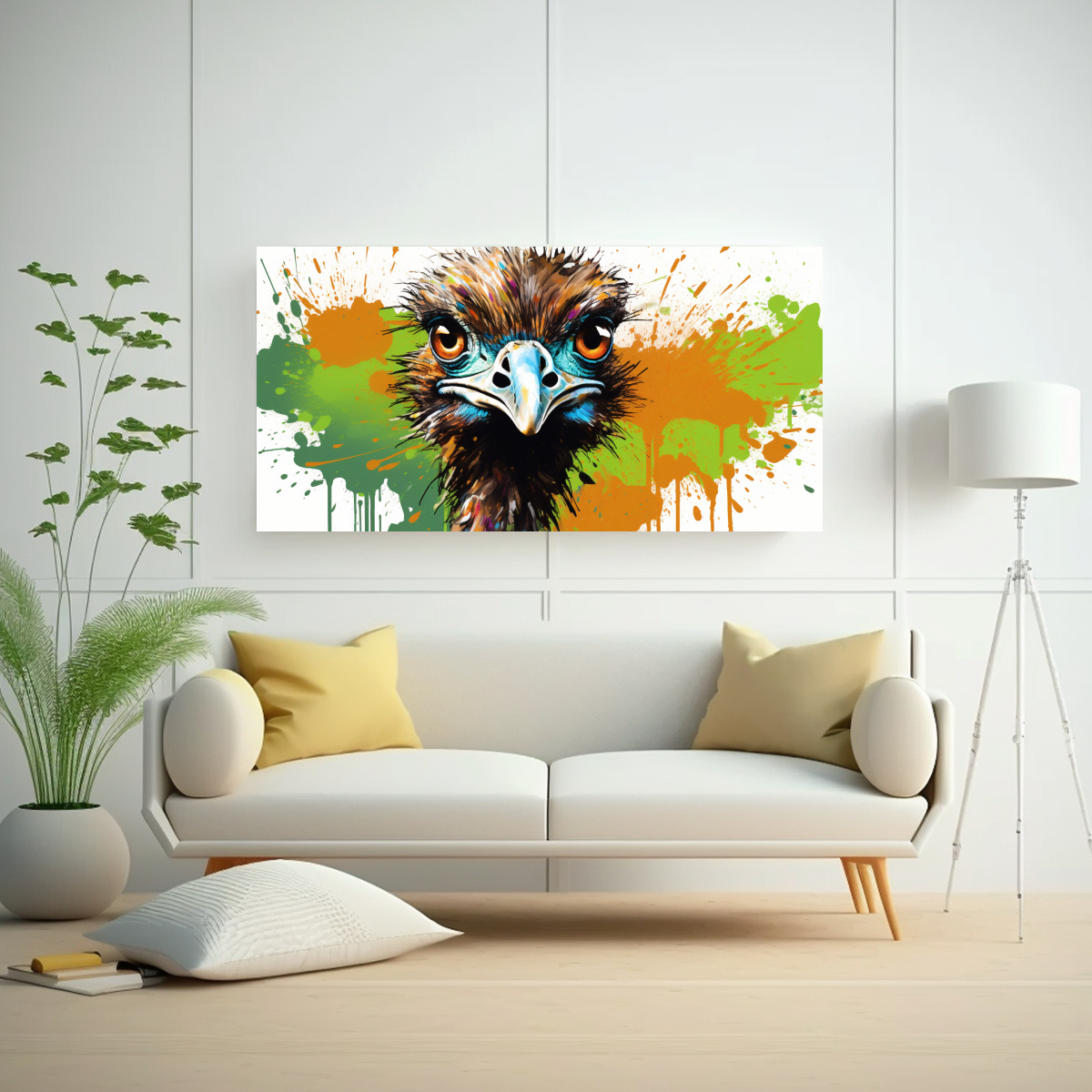 CUADRO TELA ALEGRÍA AVESTRUZ EN MARRÓN Y VERDE 160X80 CM - 2