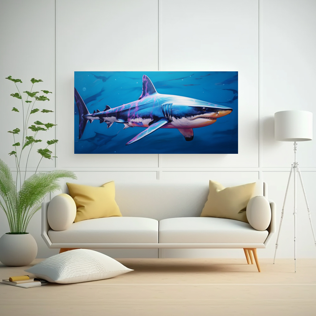 CUADRO CONCEPTUAL ALEGRÍA: TIBURÓN AZUL EN 140X70 CM - 2