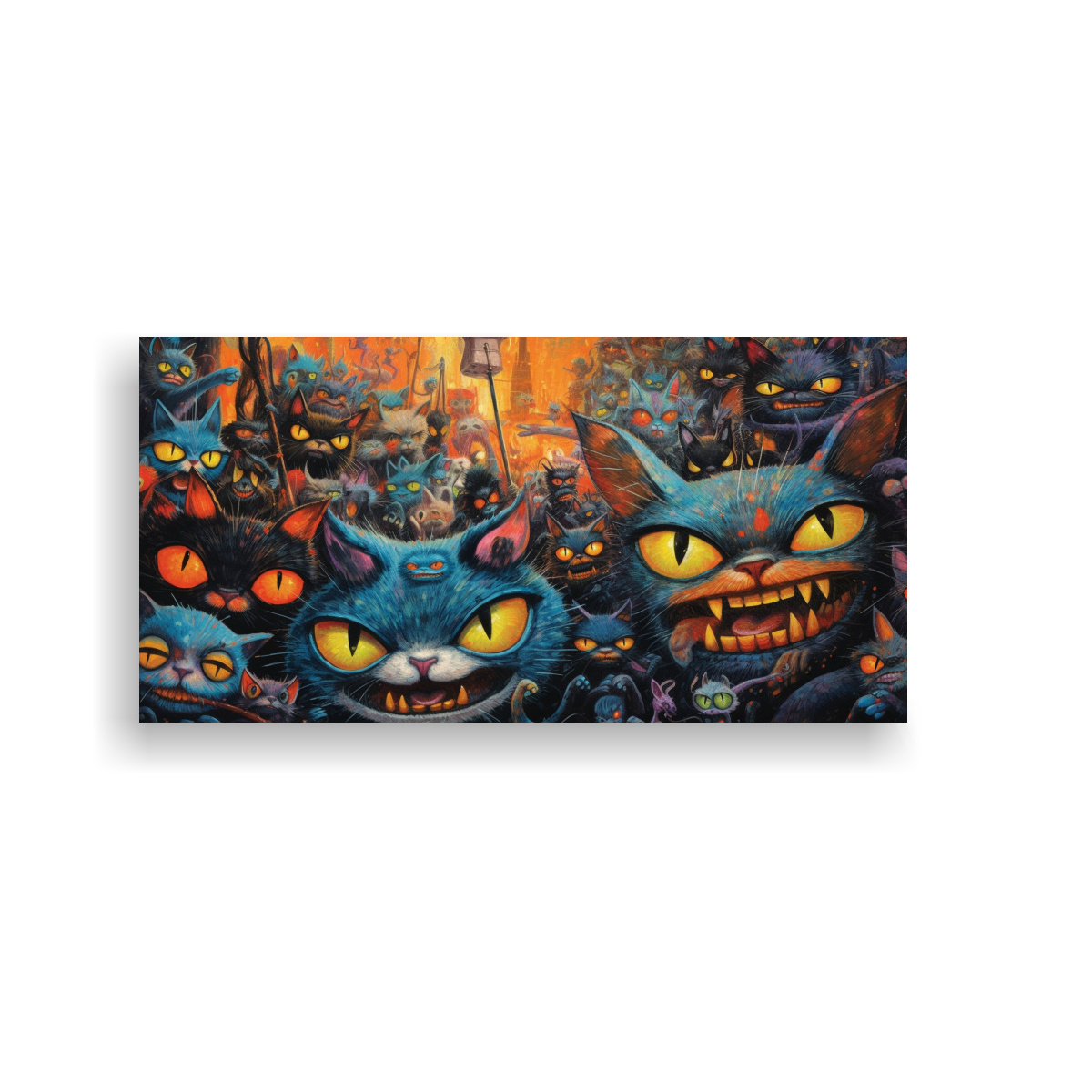 CUADRO MODERNO NATURALEZA VIVA GATOS LOCOS POR 40X20 CM - 1
