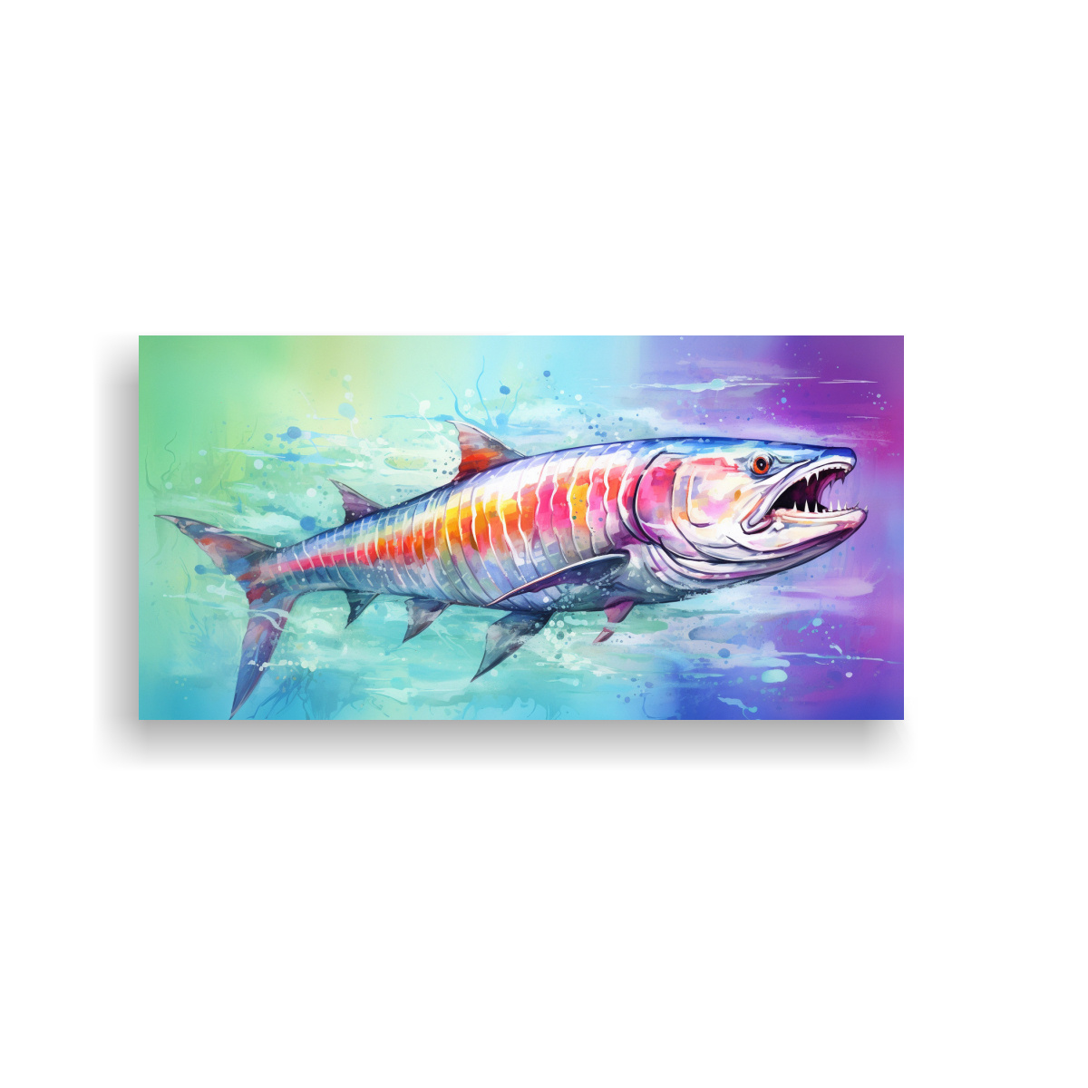 LIENZO DE TELA CON MOTIVO DE TARPON ESTILO 40X20 CM - 1