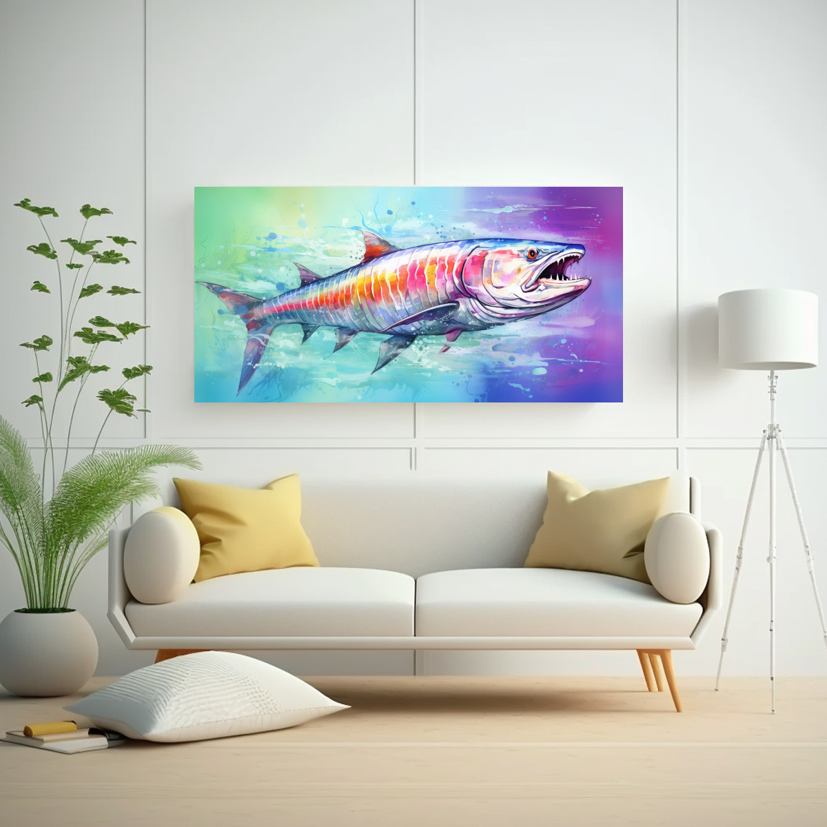 LIENZO DE TELA CON MOTIVO DE TARPON ESTILO 40X20 CM - 2