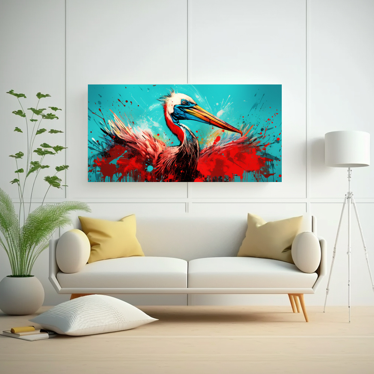 CUADRO DECORATIVO NEO POP DE UN PELÍCANO EN 80X40 CM - 2