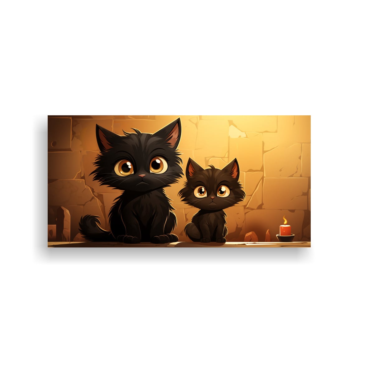CUADRO DE SALA ANIMADO CON GATOS NEGROS. 140X70 CM - 1