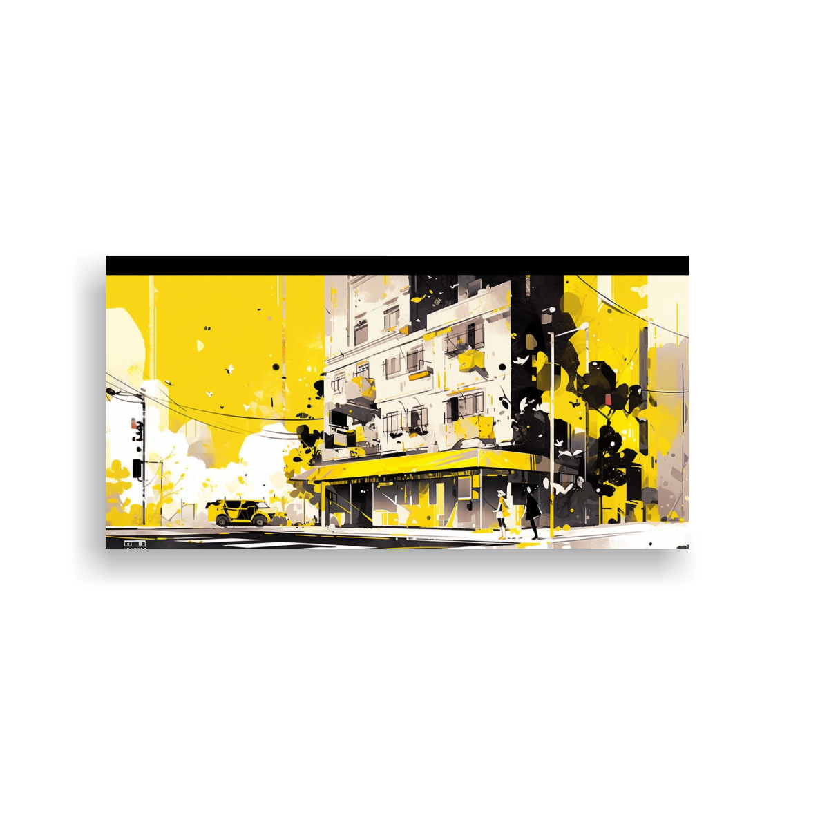 CUADRO DECORATIVO SANTIAGO CITY CHILE EN AMARILLO 140X70 CM - 1