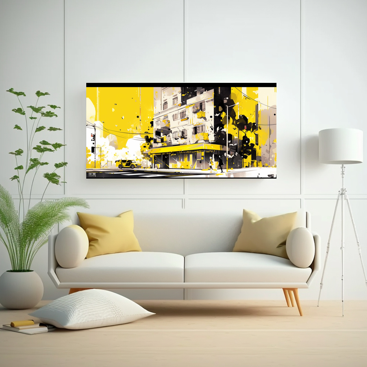 CUADRO DECORATIVO SANTIAGO CITY CHILE EN AMARILLO 140X70 CM - 2