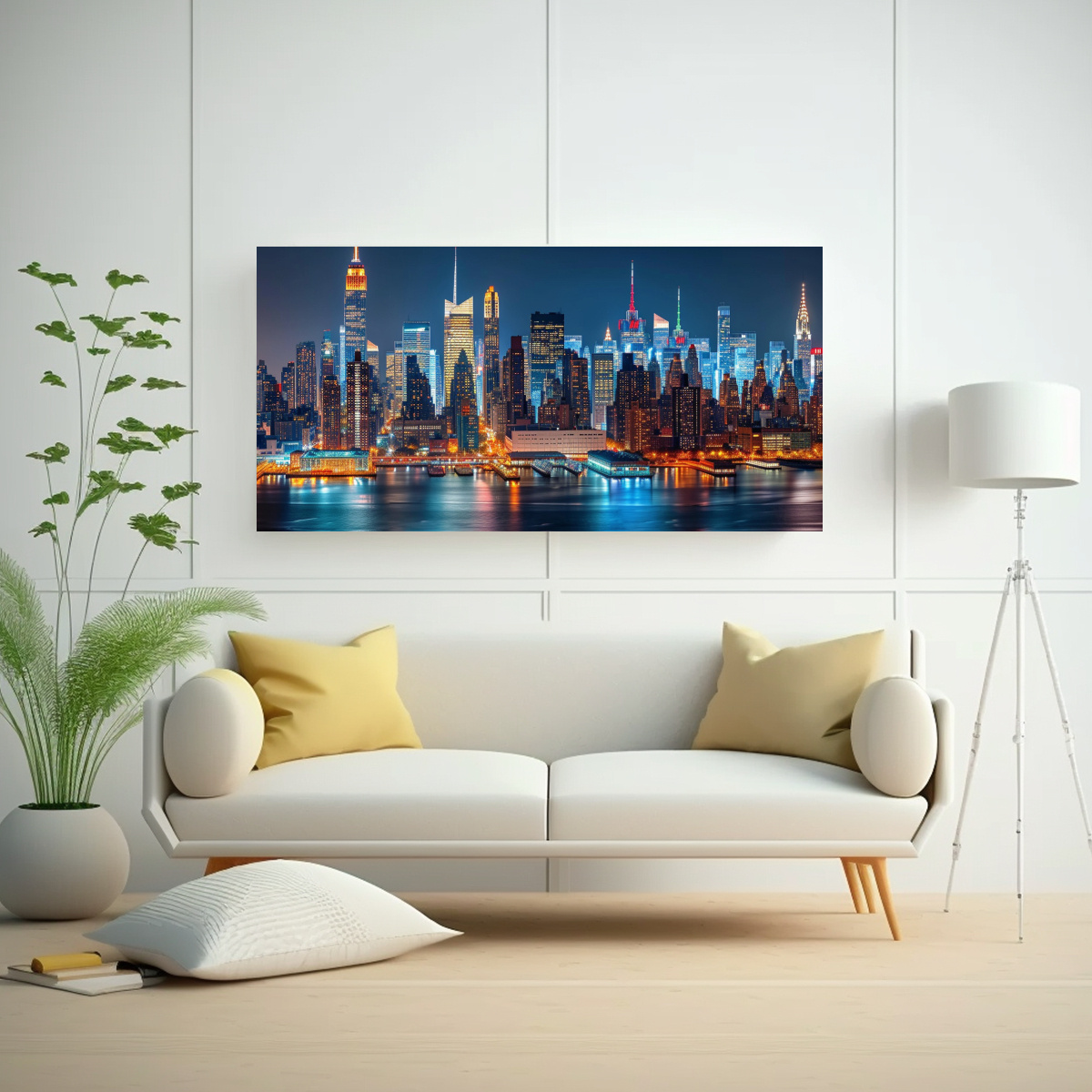 CUADRO TELA ESTILO GALERÍA CON SKYLINE DE NUEVA 40X20 CM - 2