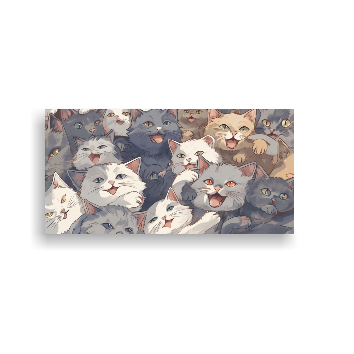 PINTURA DECORATIVA DE GATOS SONRIENTES EN ALTA 80X40 CM - 1