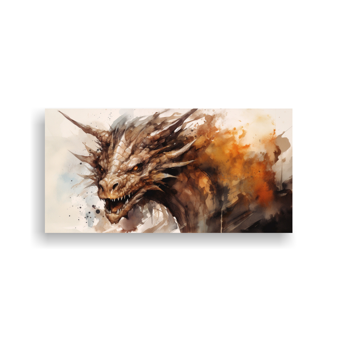 PINTURA DE DRAGÓN EN ACUARELAS Y COLORES 100X50 CM - 1