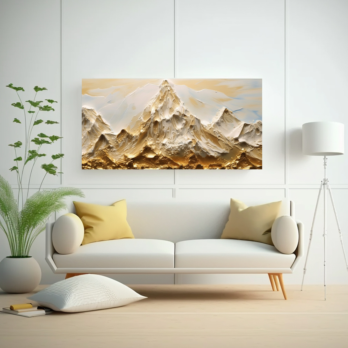 PINTURA MONTAÑA NEVADA CON INSCRIPCIÓN EN TELA 80X40 CM - 2