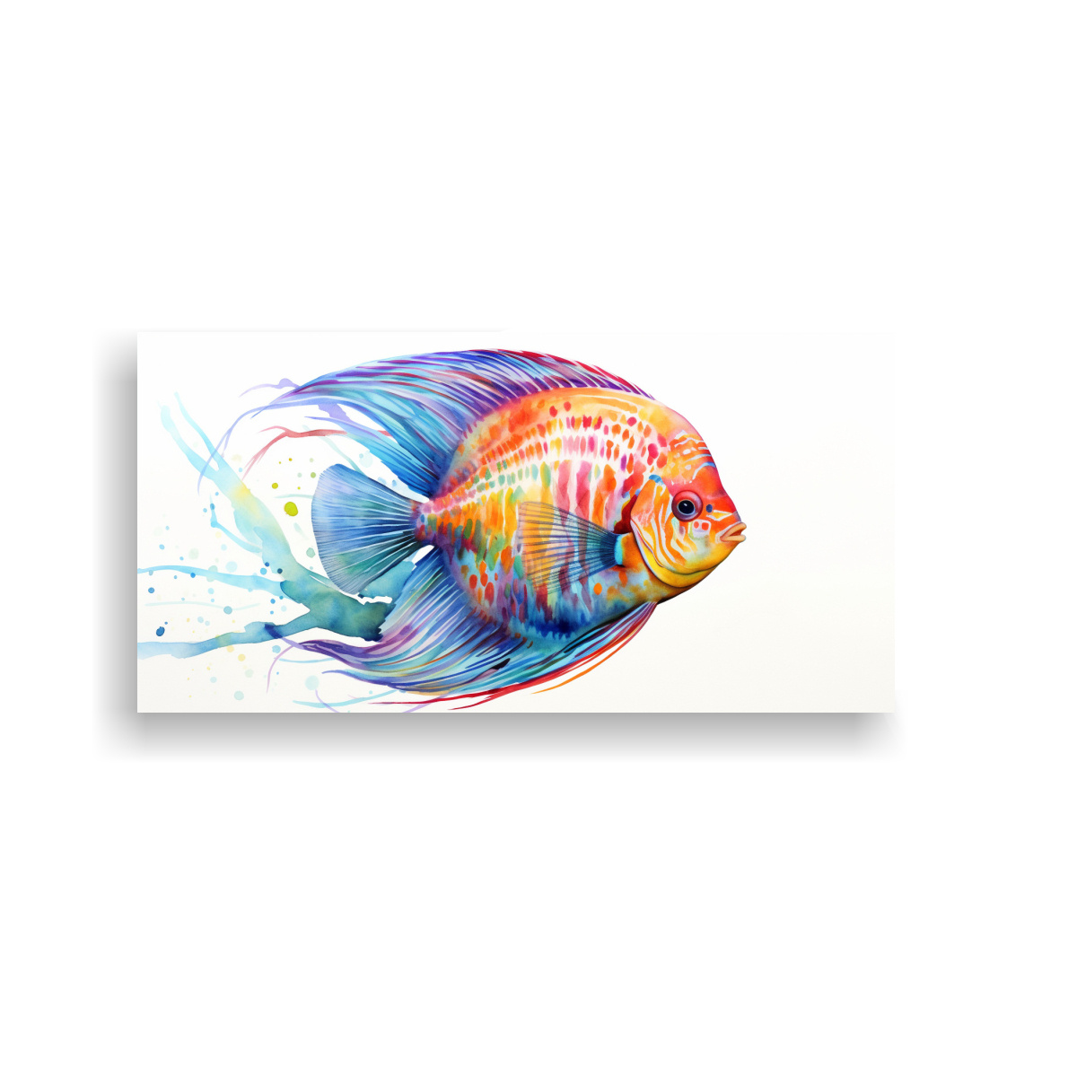 PINTURA ACUARELA ESTILO PEZ DISCO COLORES 140X70 CM - 1