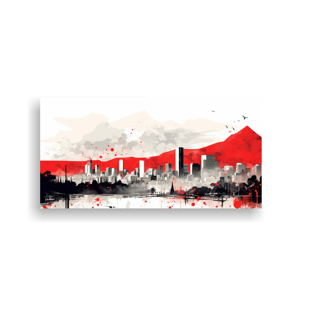PINTURA MURAL DE CANVA EN SANTIAGO EN BLANCO Y 160X80 CM - 1