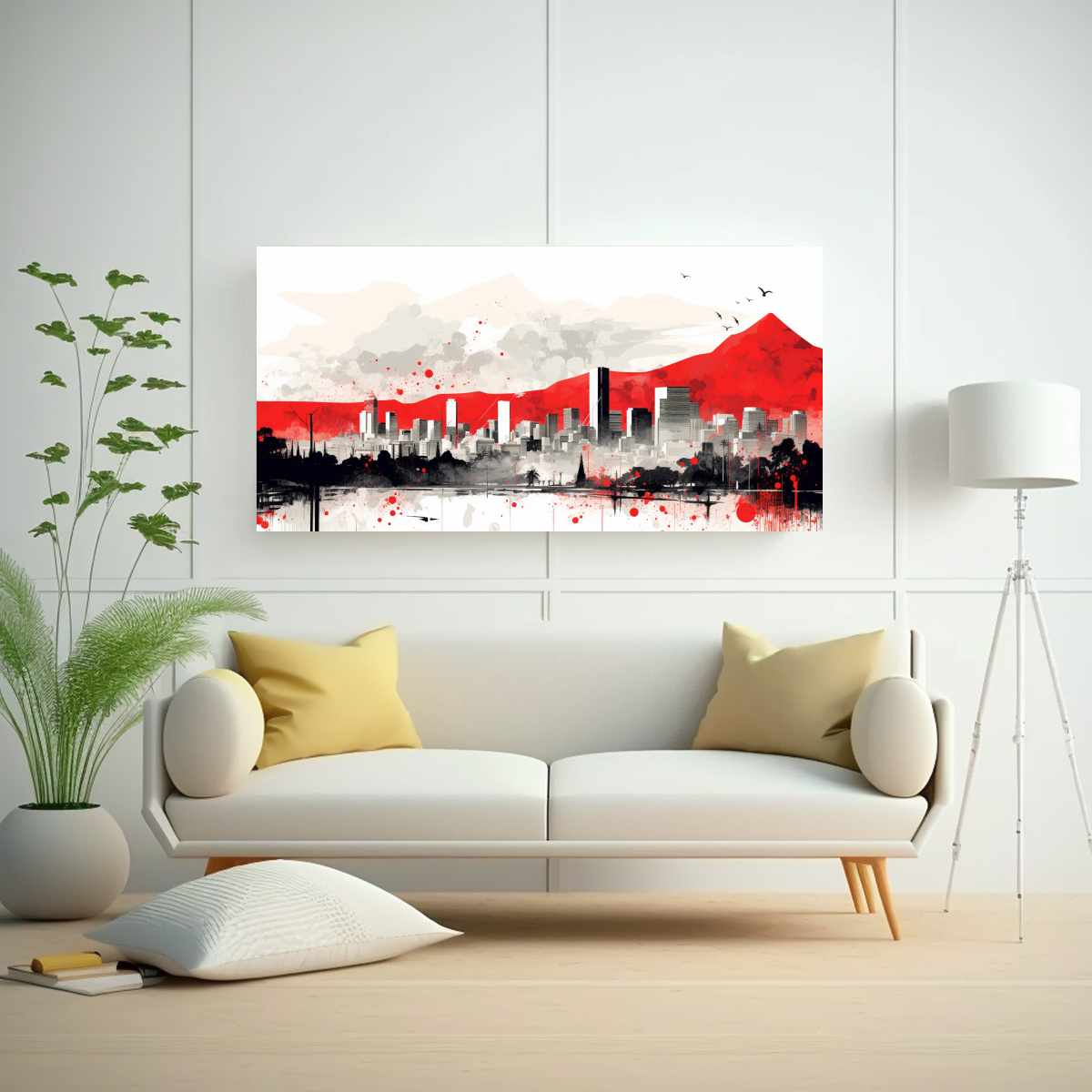 PINTURA MURAL DE CANVA EN SANTIAGO EN BLANCO Y 160X80 CM - 2
