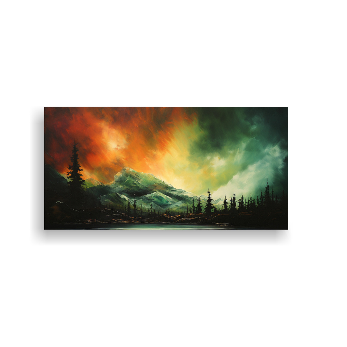 CUADRO ABSTRACTO DE SALA: AURORA BOREAL CON TONOS 80X40 CM - 1