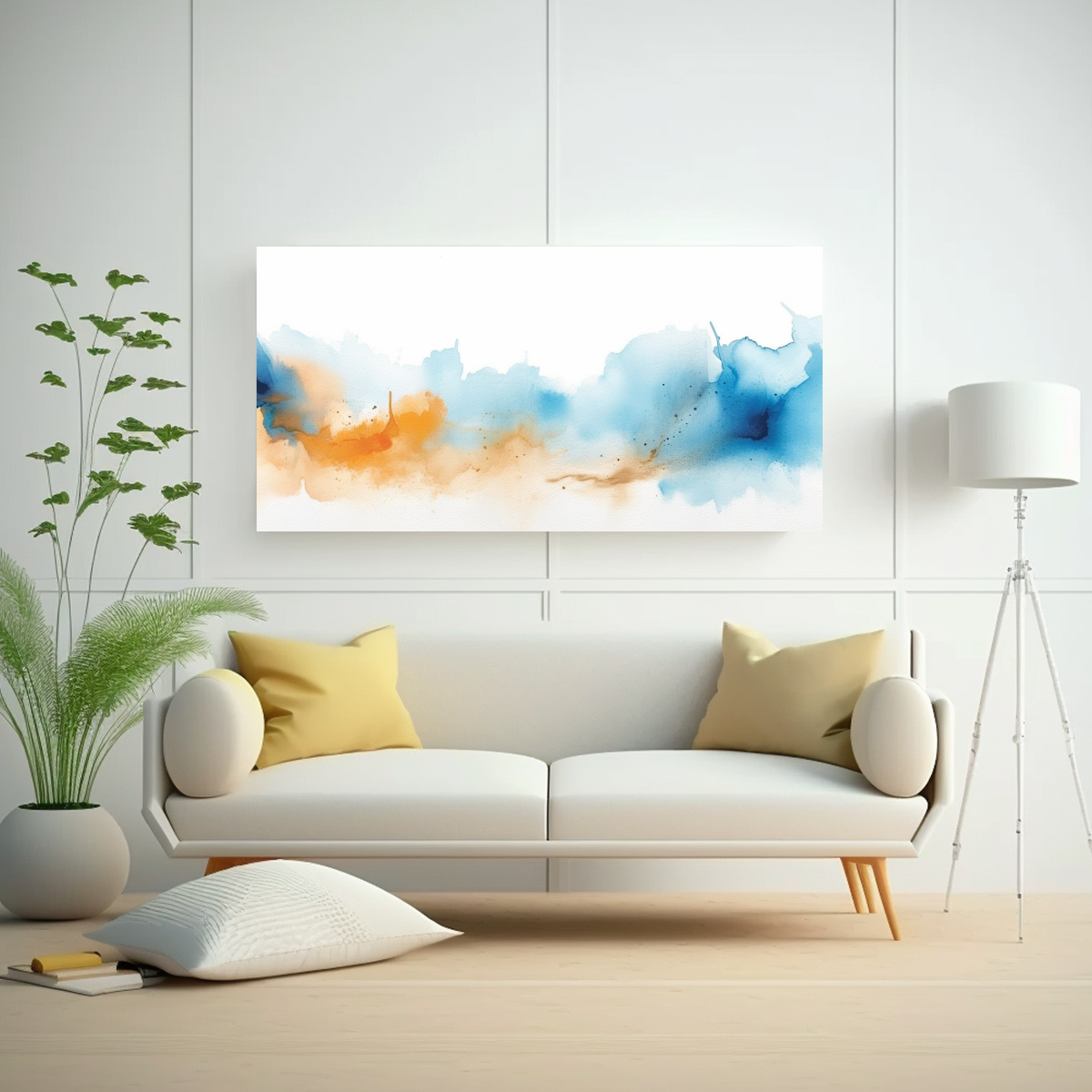 FONDO ACUARELA AZUL Y NARANJA ESTILO PINTURAS 160X80 CM - 2
