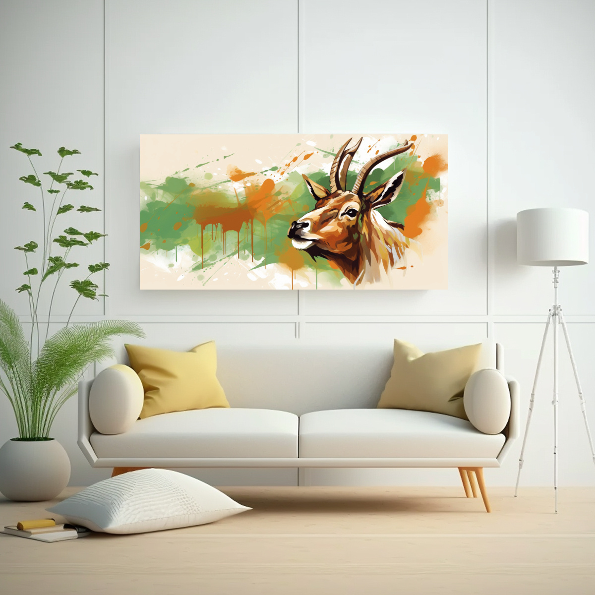 PINTURA DECORATIVA INNOVADORA DE ANTÍLOPE EN 120X60 CM - 2