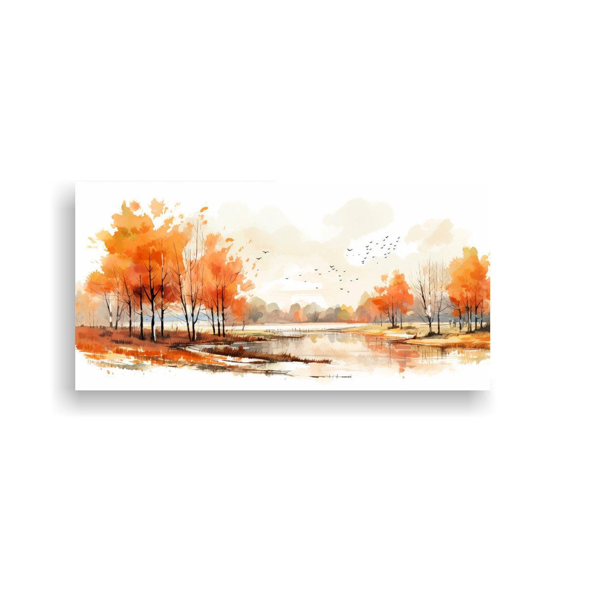 PAISAJE OTOÑAL A TODO COLOR EN LIENZO CON 160X80 CM - 1