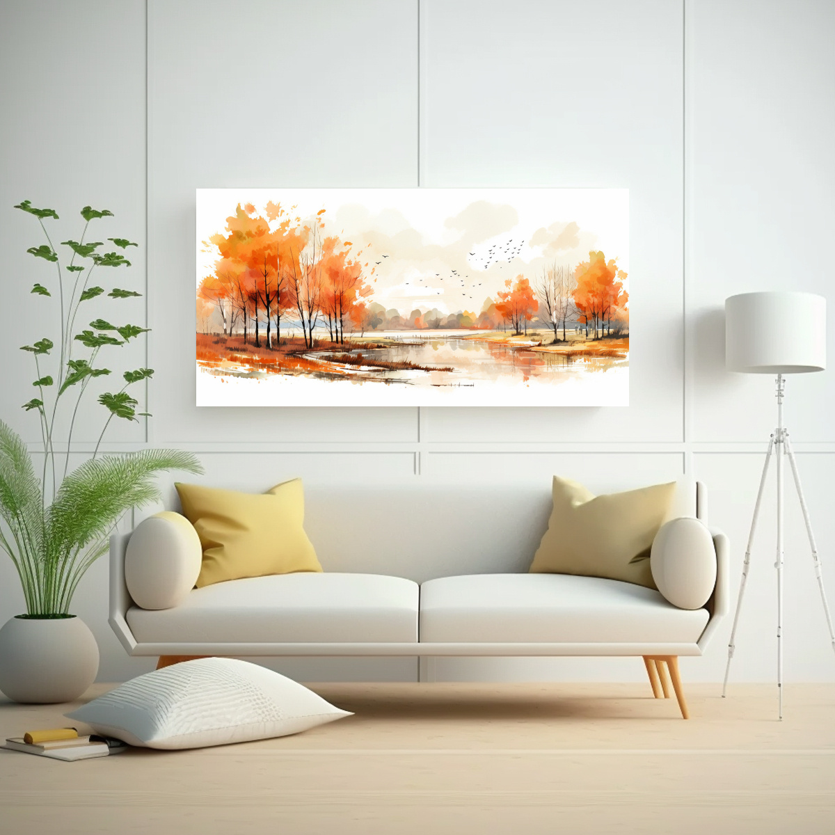 PAISAJE OTOÑAL A TODO COLOR EN LIENZO CON 160X80 CM - 2