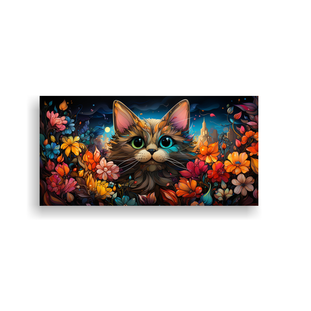PINTURA DE GATOS SONRIENTES EN COLORES ADORABLE, 140X70 CM - 1