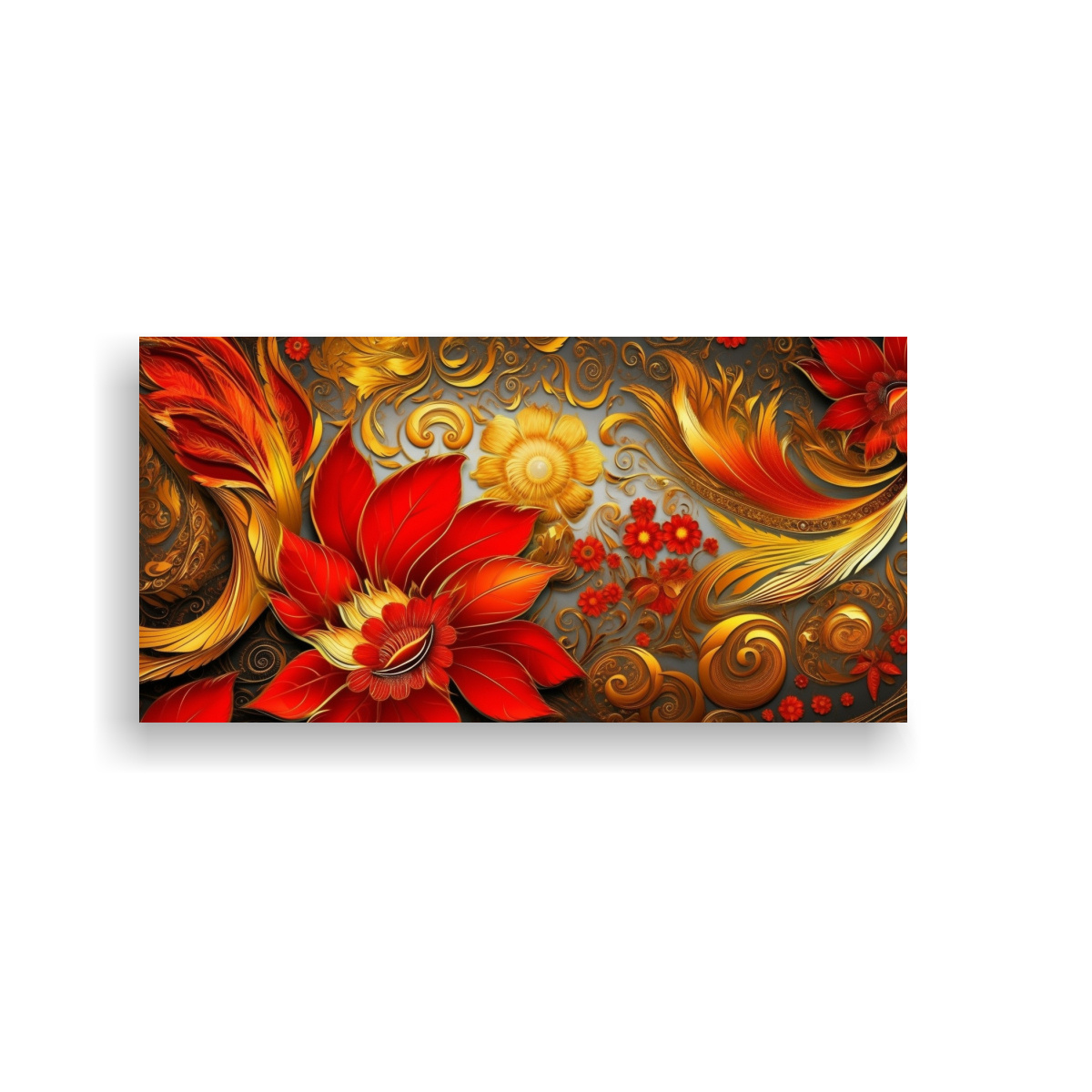 CUADRO DECORATIVO CON DISEÑO FLORAL INTRINCADO 140X70 CM - 1