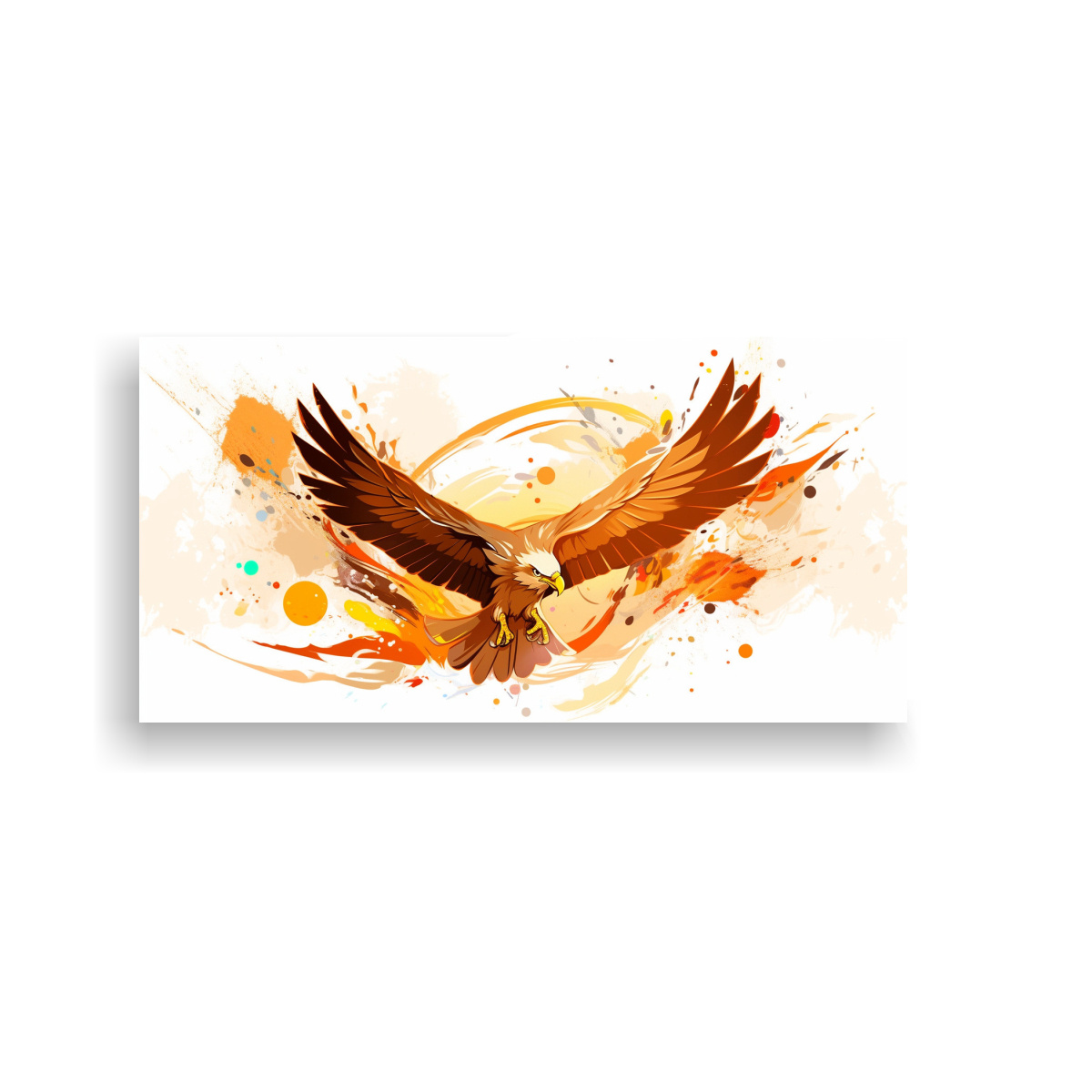 CUADRO LIENZO AVES EN COLORES MARRÓN Y AMARILLO 80X40 CM - 1