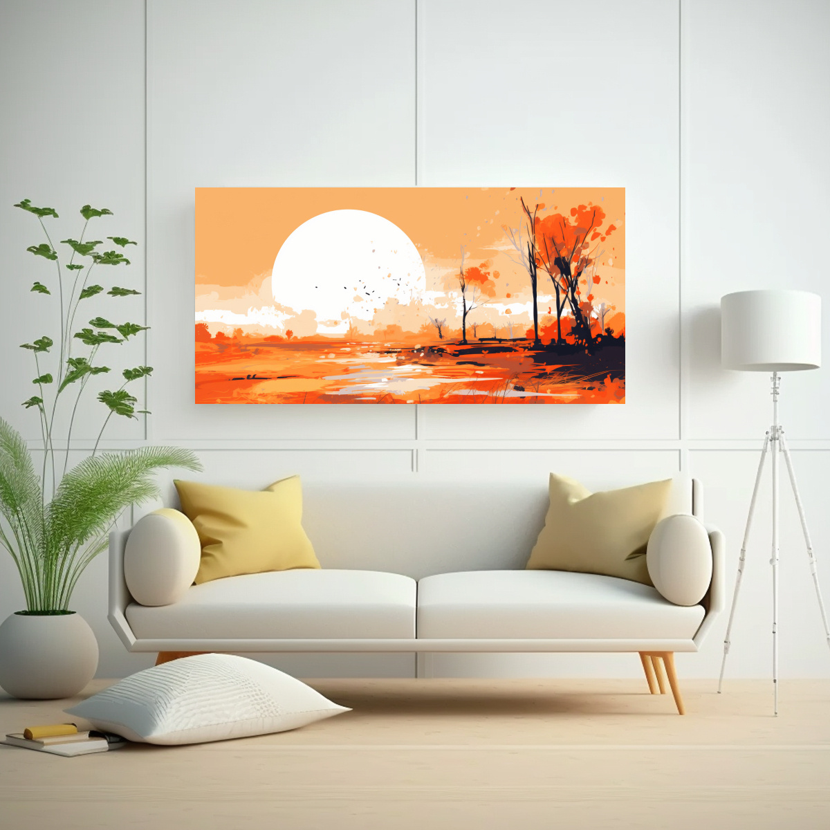 PAISAJE VERANIEGO CON COLORES NARANJAS EN ARTE 40X20 CM - 2