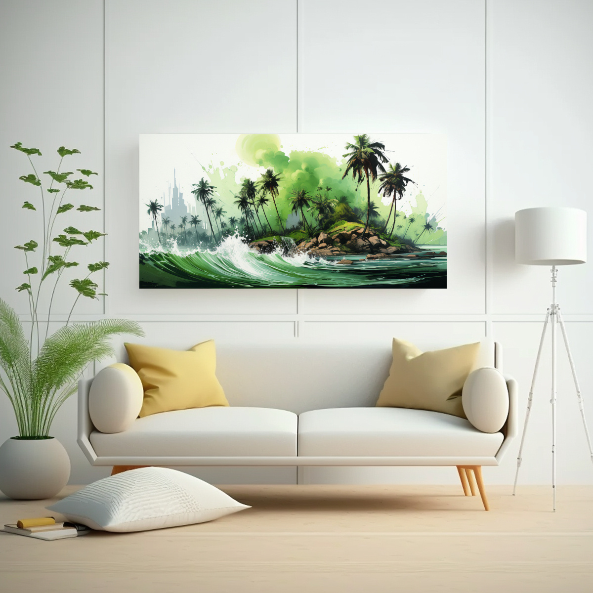 CUADRO SURREALISTA DE PALMERA EN VERDE Y NEGRO 40X20 CM - 2