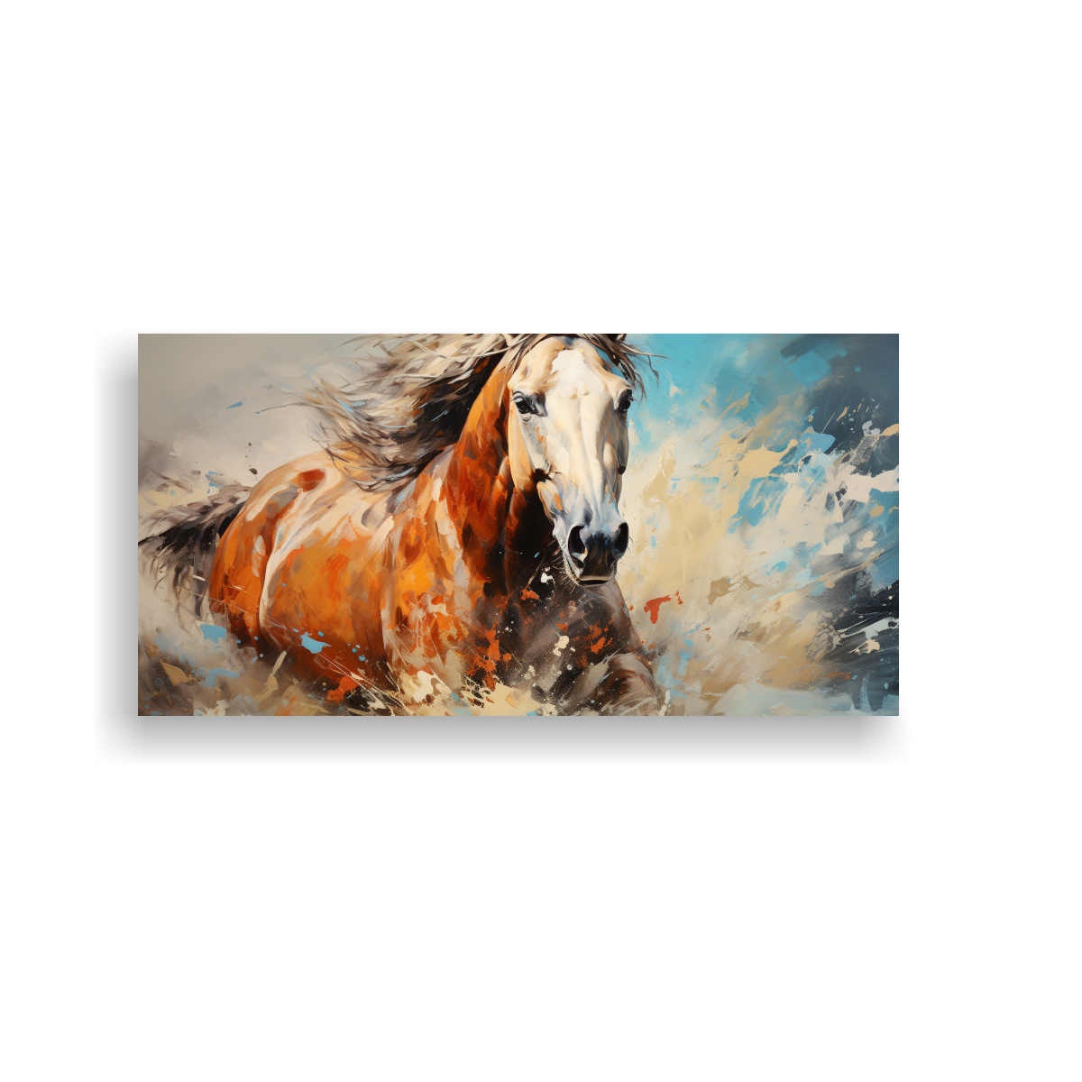 CUADRO MODERNO PARA COMEDOR: CABALLO DE COLOR EN 60X30 CM - 1