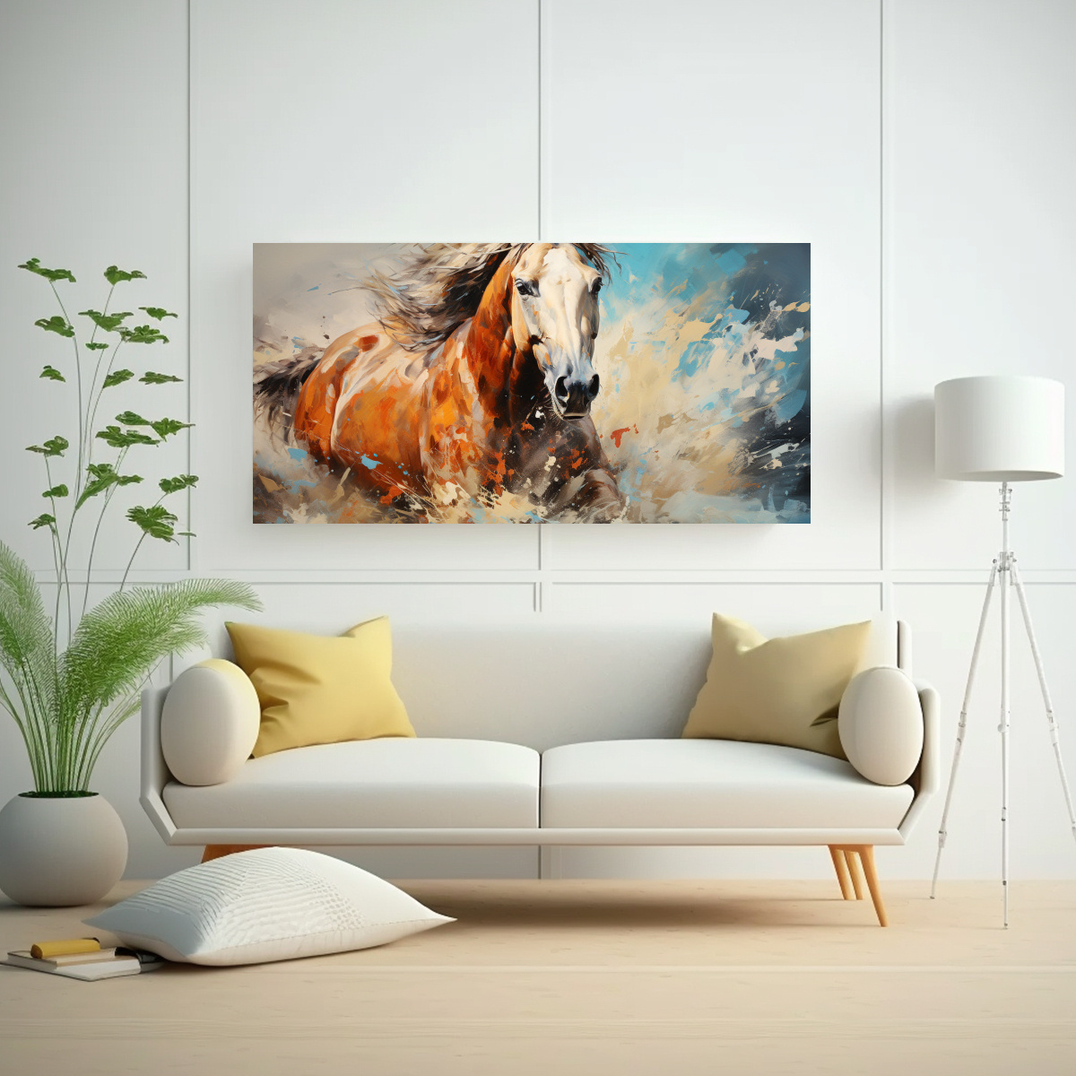 CUADRO MODERNO PARA COMEDOR: CABALLO DE COLOR EN 60X30 CM - 2