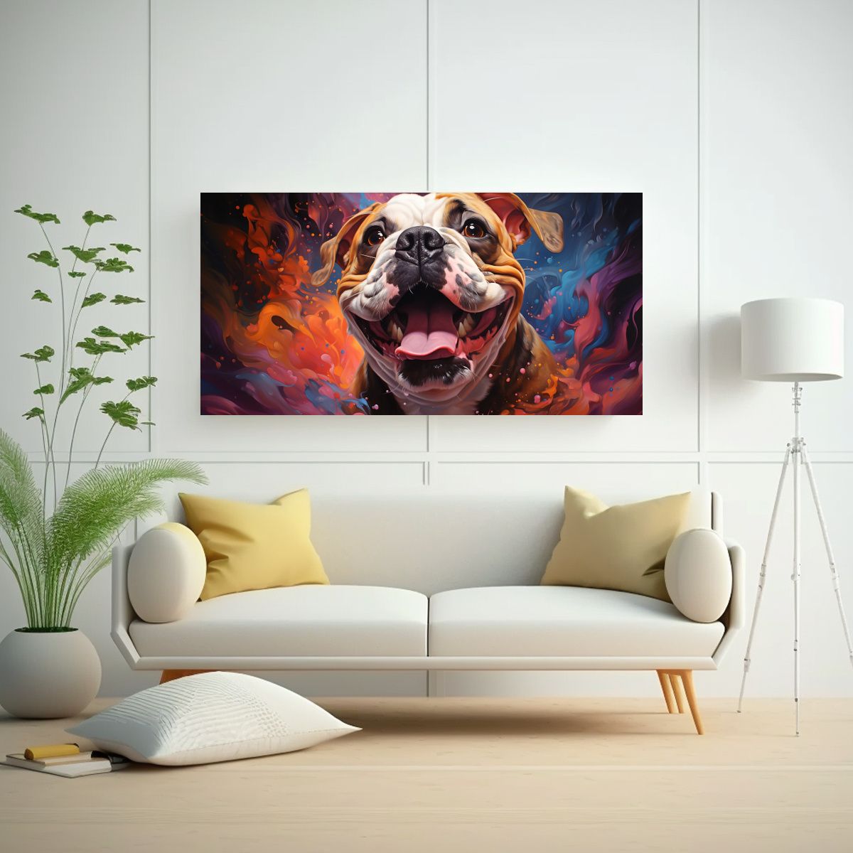 CUADRO EN BASTIDOR STREET ART HERMOSO DE BULLDOG, 100X50 CM - 2