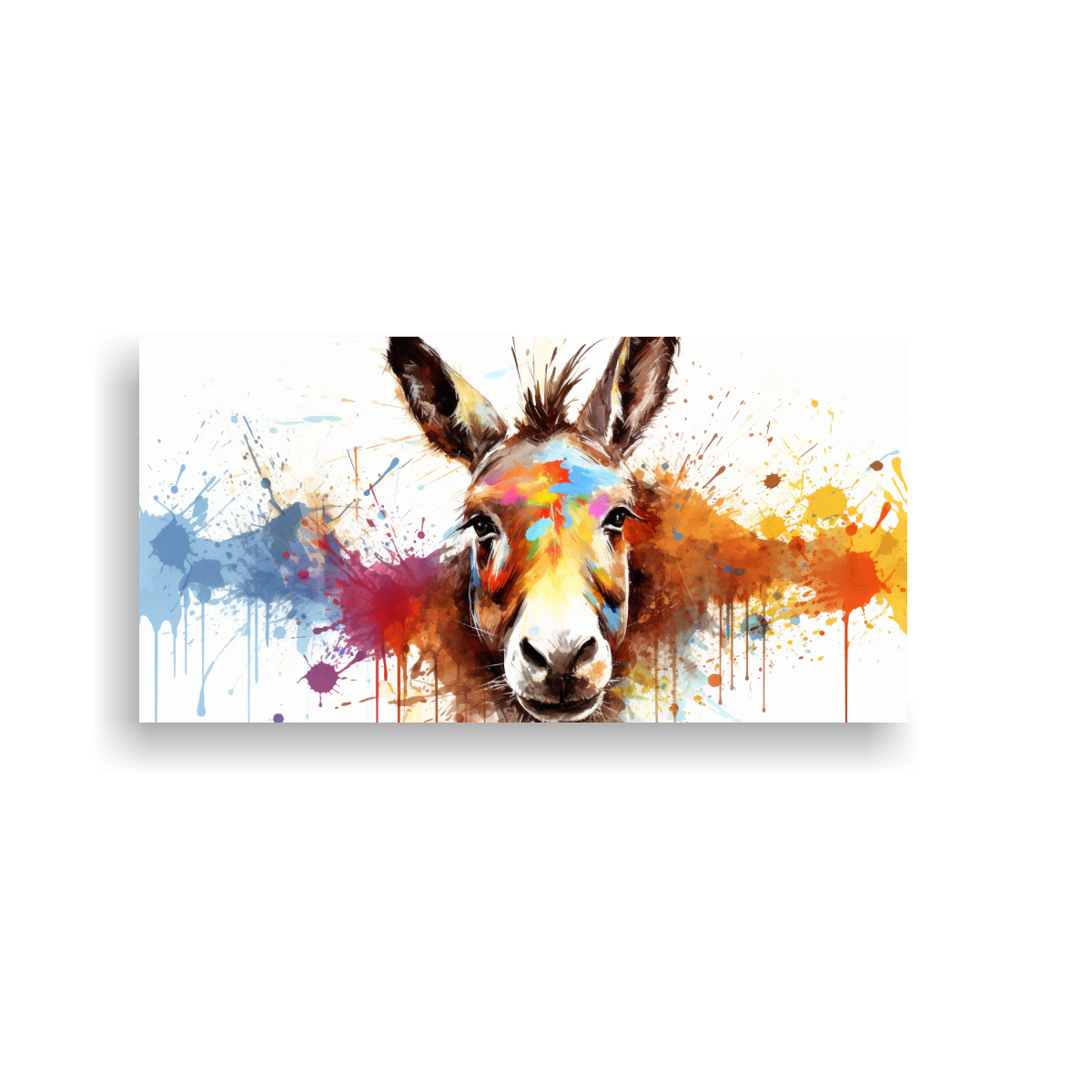 CUADRO COLORIDO ESTILO ACUARELA BURRO 21 120X60 CM - 1