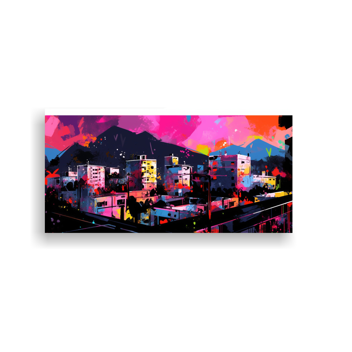 CUADRO CREATIVO: SANTIAGO EN CHILE EN COLORES 120X60 CM - 1