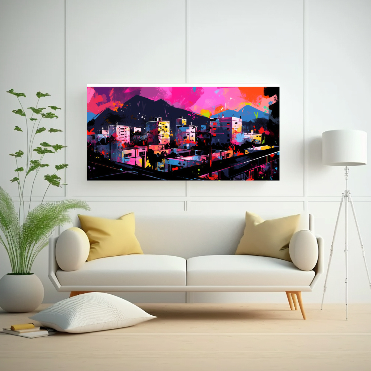 CUADRO CREATIVO: SANTIAGO EN CHILE EN COLORES 120X60 CM - 2