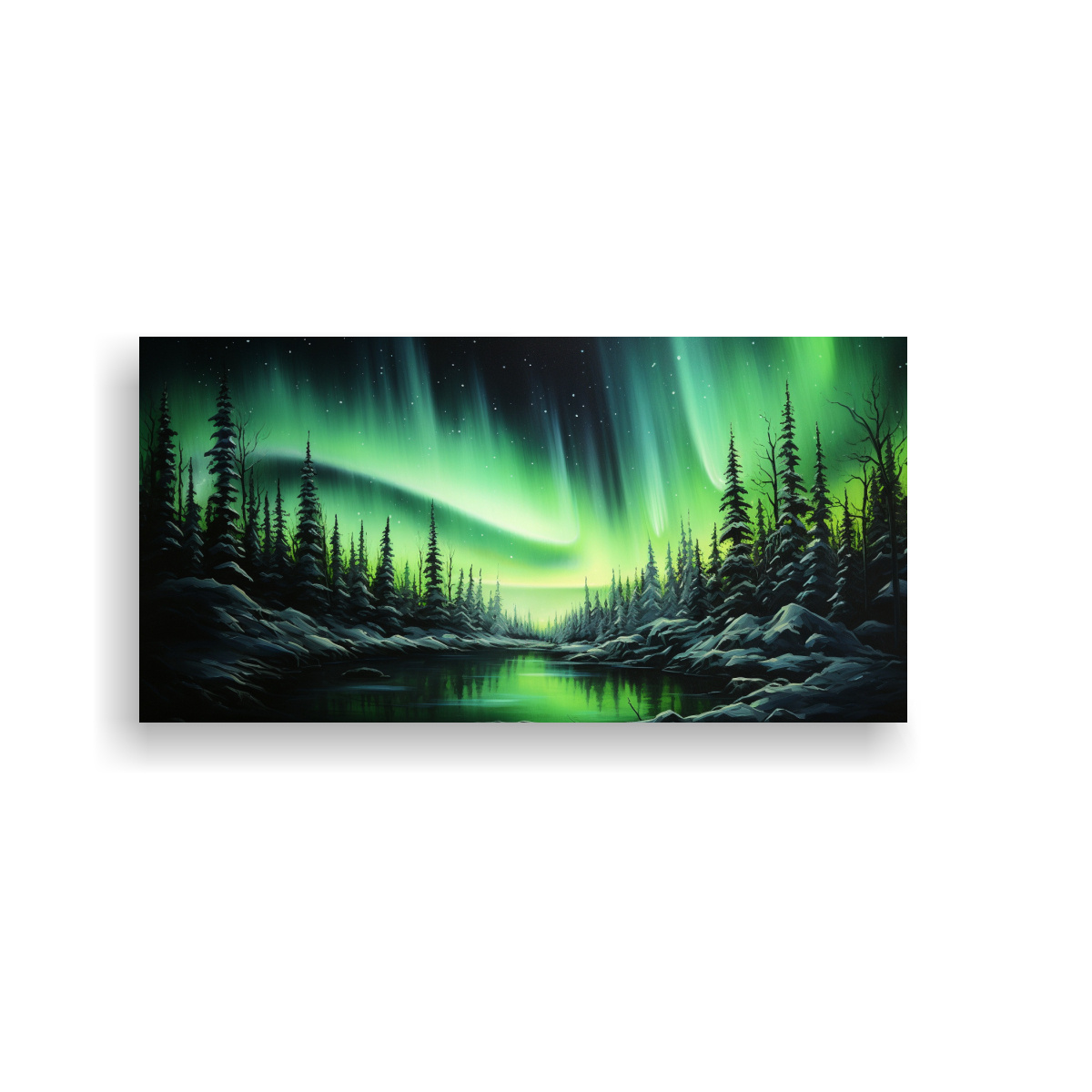 CUADRO IMPRESO ABSTRACCIÓN AURORA BOREAL EN 40X20 CM - 1