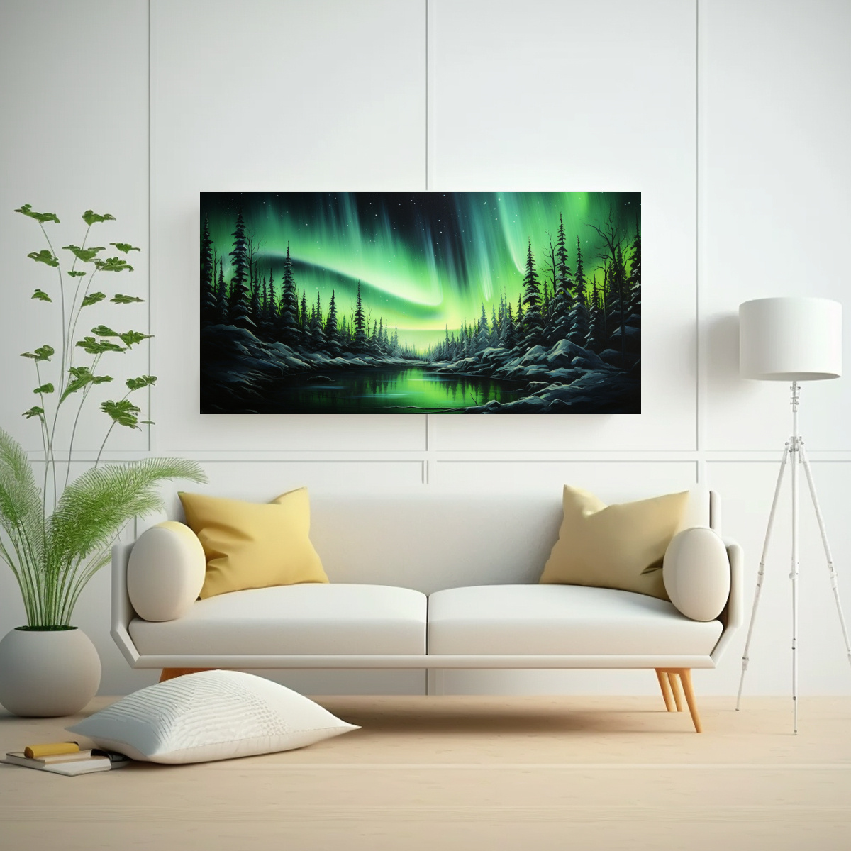 CUADRO IMPRESO ABSTRACCIÓN AURORA BOREAL EN 40X20 CM - 2
