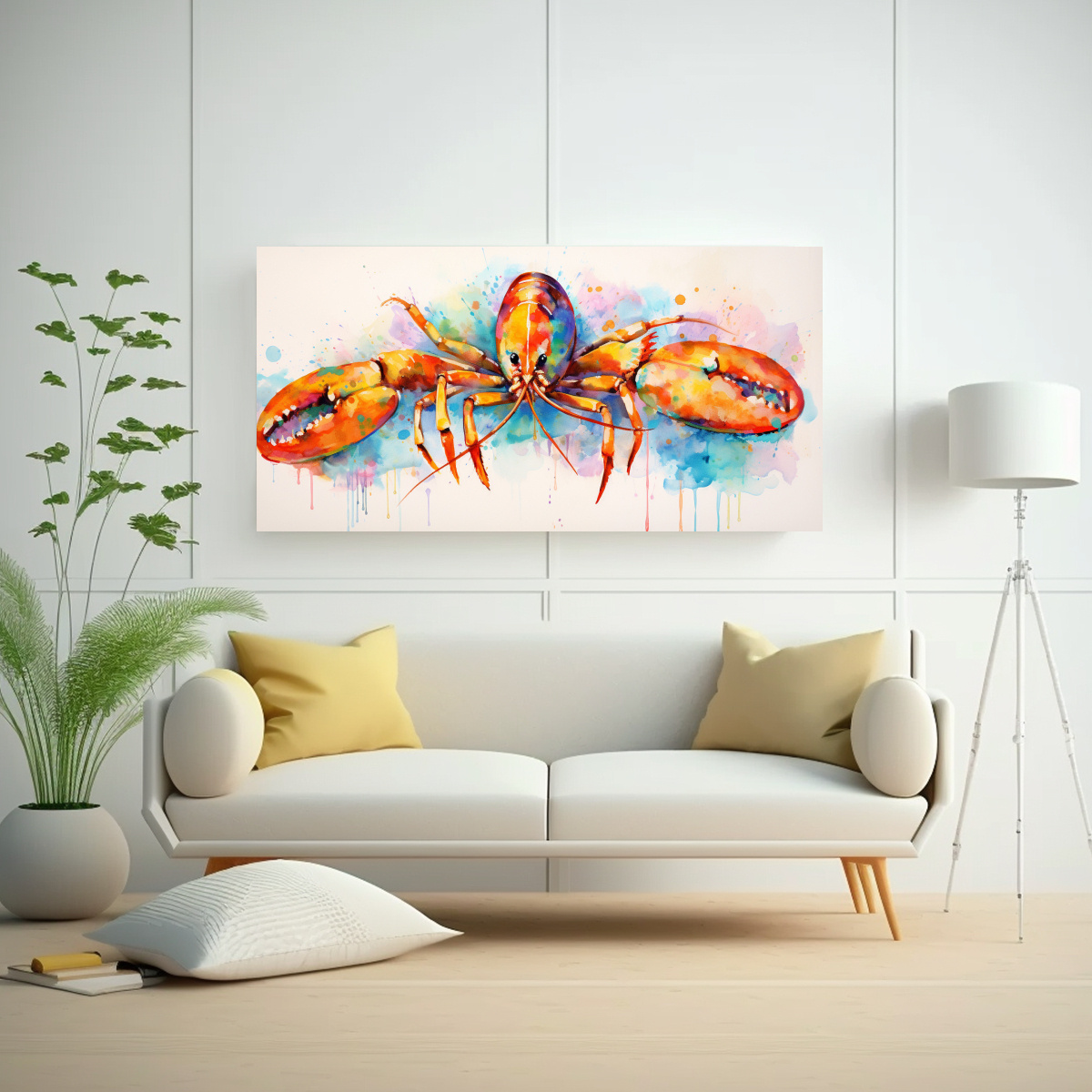 CUADRO ABSTRACTO RELIEVE LANGOSTA EN CREMA Y 160X80 CM - 2